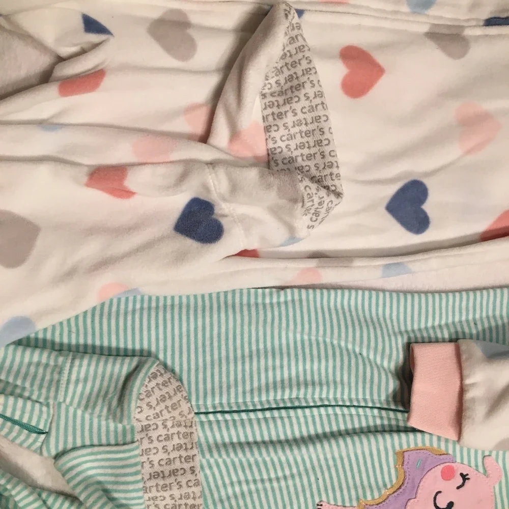 Carters‎ Footed Pajamas Kids 4T Multicolor Excellent Hearts Llama Fleece 2 Pack